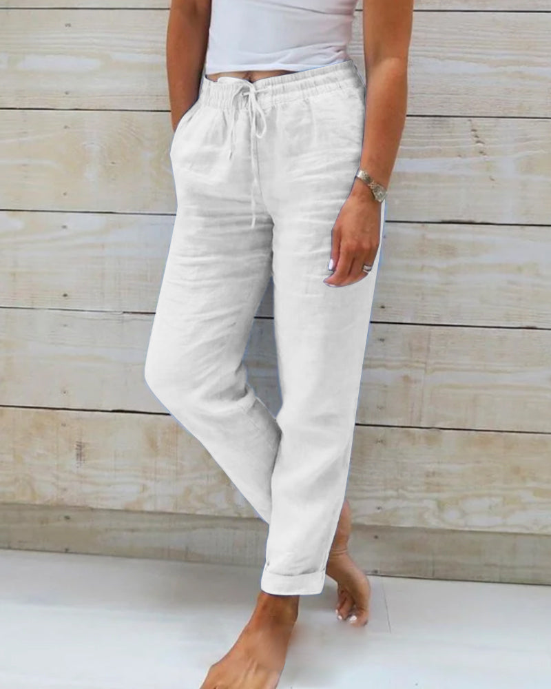 Allison - Pantaloni Tailored in Lino e Cotone di Lusso