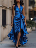 La Scintilla | Abito in Satin Drappeggiato in Vita