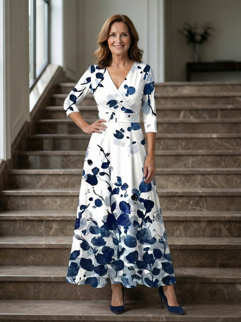 Celine | Abito midi con colletto avvolgente