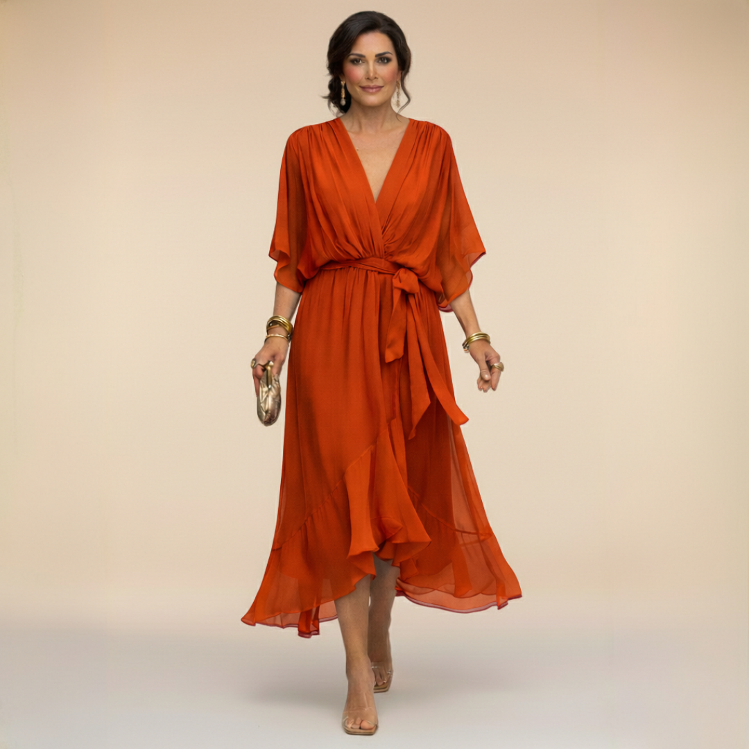 La Scintilla | Abito in chiffon con scollatura a V