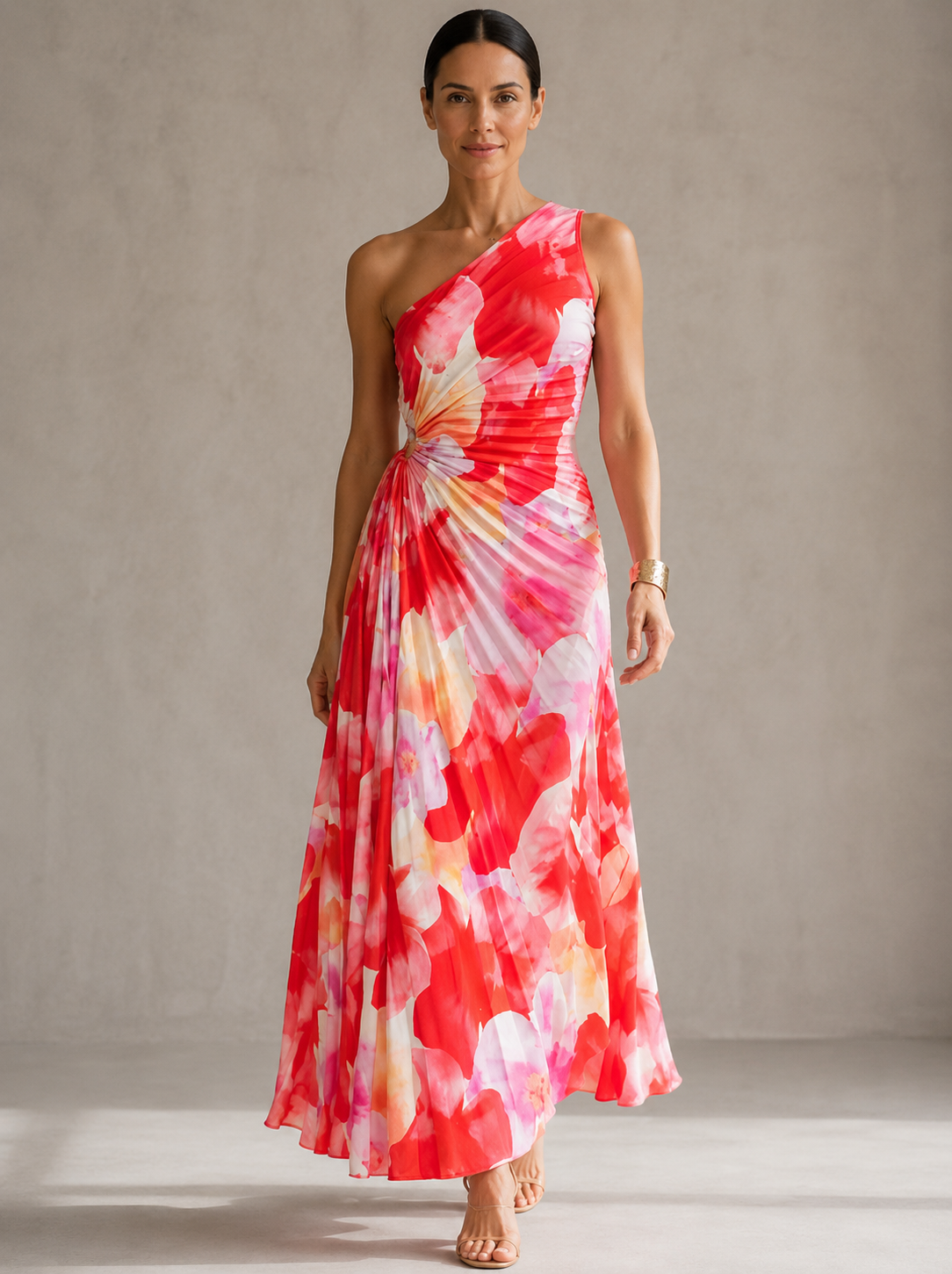 Yanira | Vestido Plisado con Hombro Único