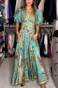 Elizabeth™ | Vestido maxi ligero con mangas abullonadas y escote en V
