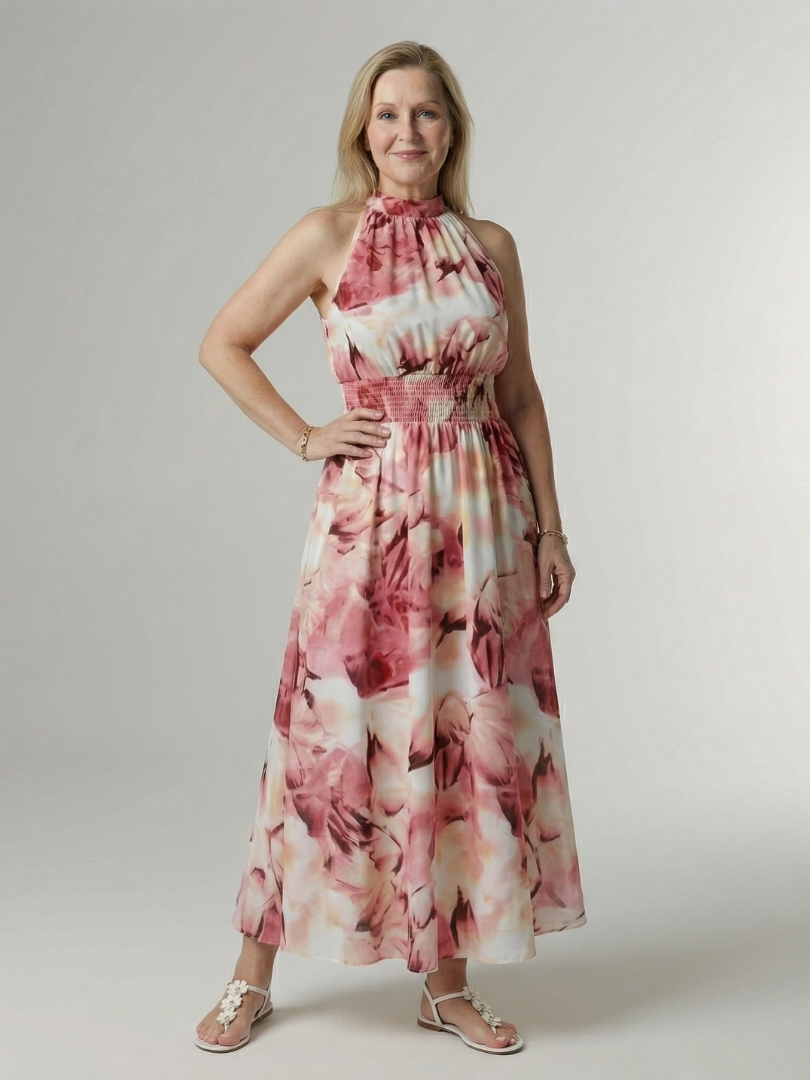 Sylin | Abito midi arricciato con scollo a halter