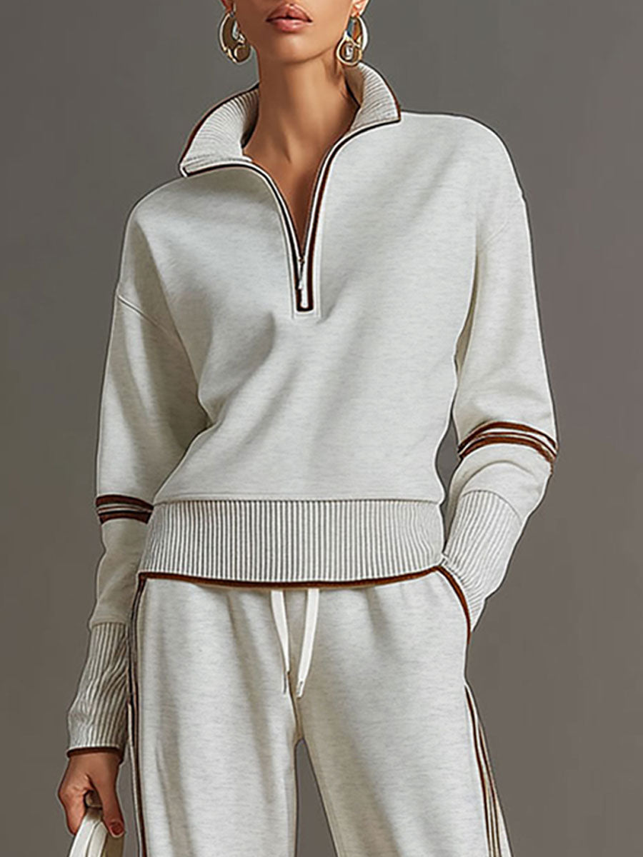 Priscilla - Completo Sportivo Elegante con Felpa Mezza Zip