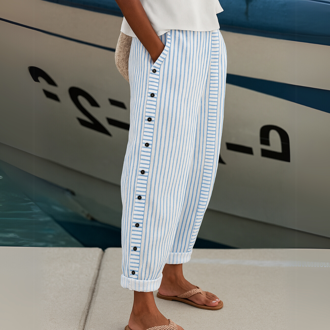 Caitlin | Pantaloni Stripes Eleganti con Bottoni