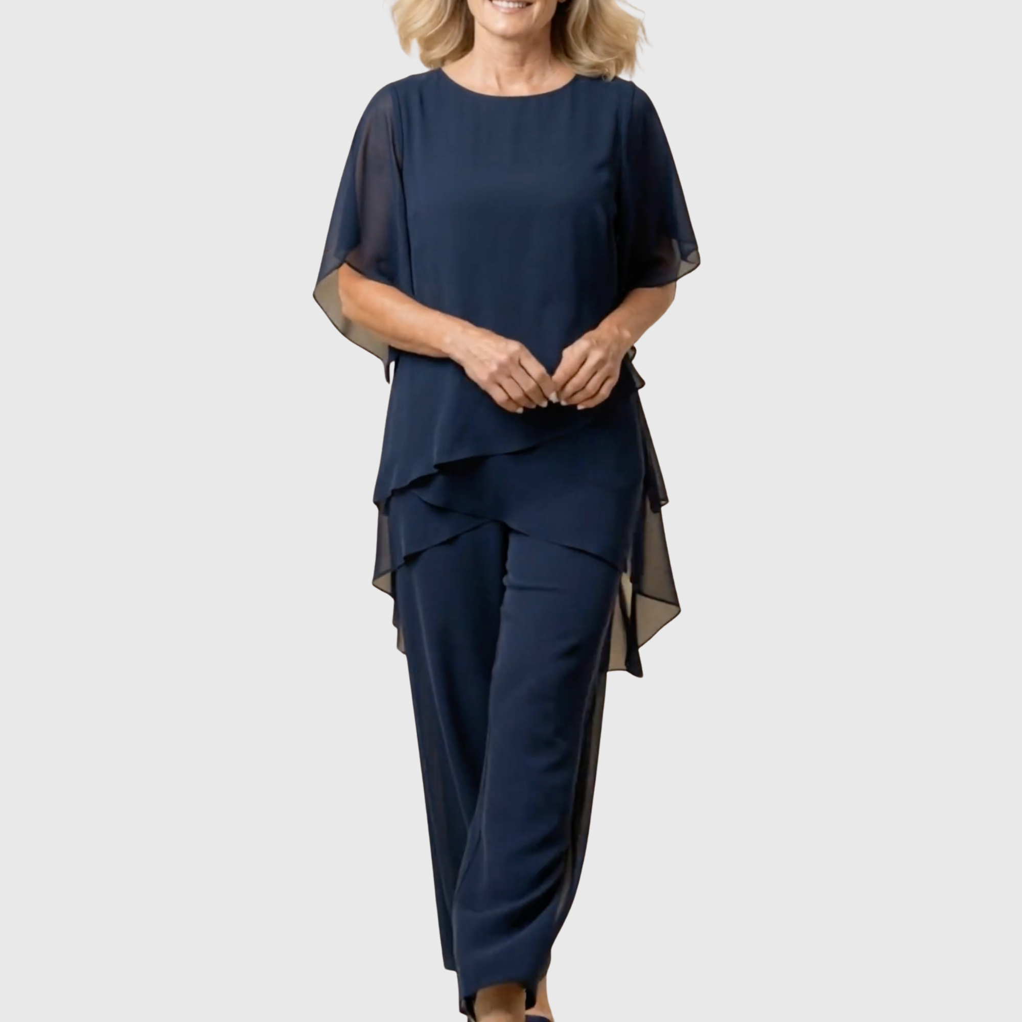 Linda | Completo con pantaloni palazzo drappeggiati