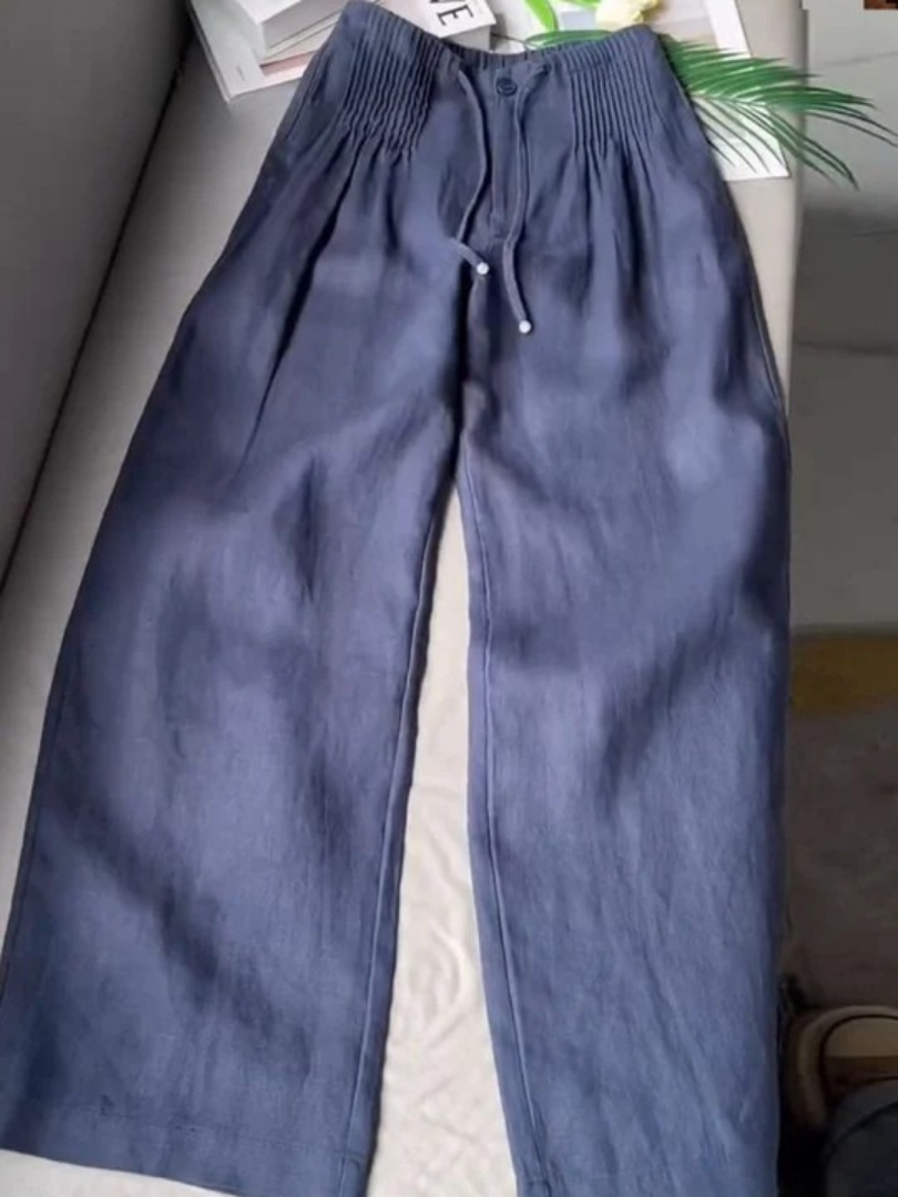 Camille | Pantaloni larghi in misto cotone e lino