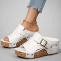 CASSIA™ | Sandalias con suela de cuña de cuero