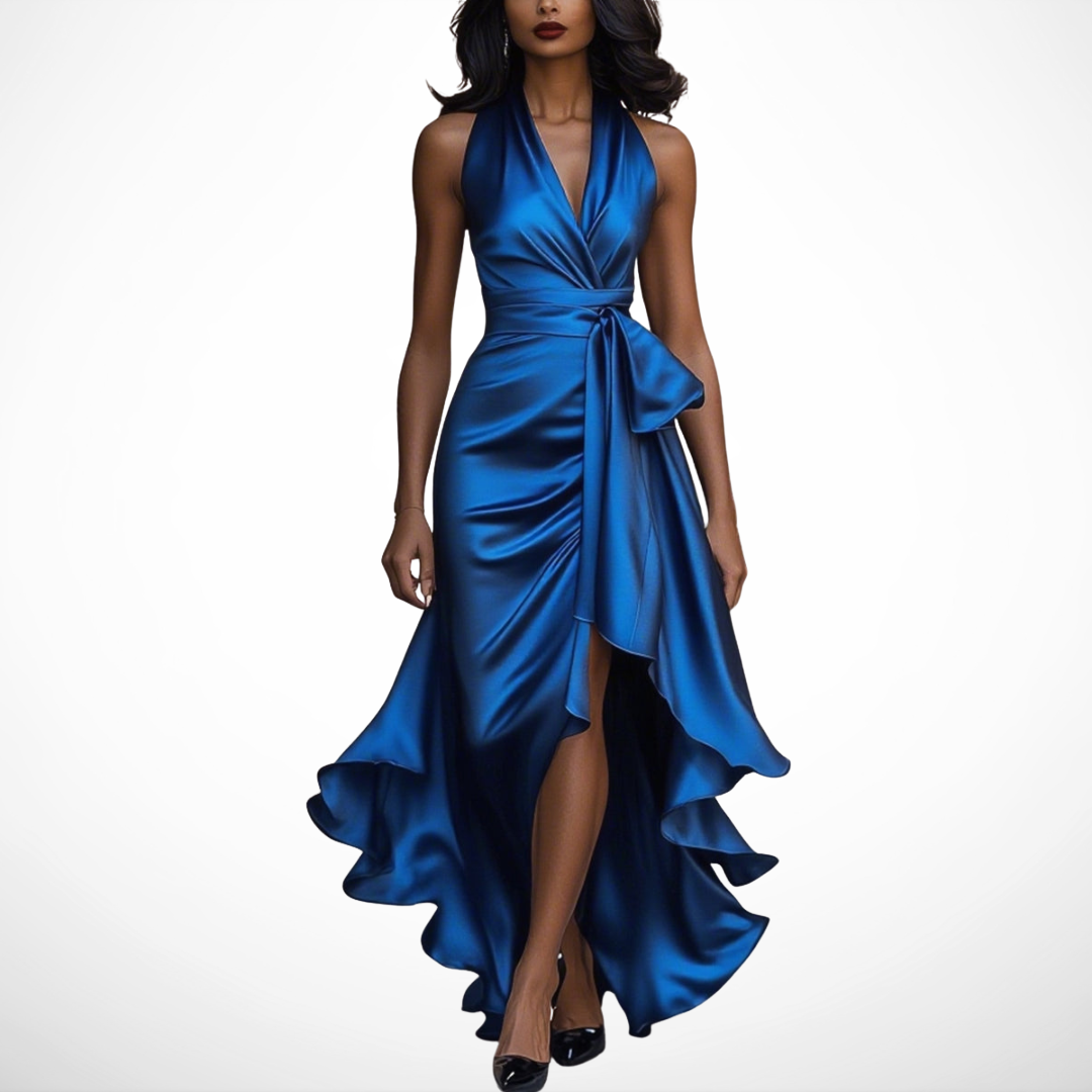La Scintilla | Abito in Satin Drappeggiato in Vita