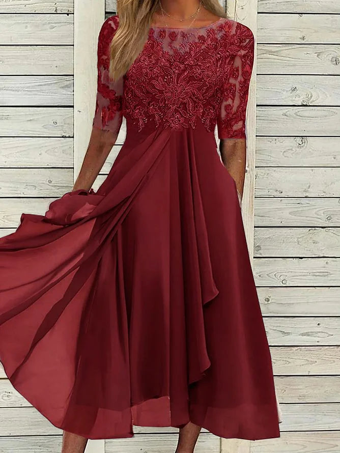 Harper™ | Abito midi in pizzo elegante
