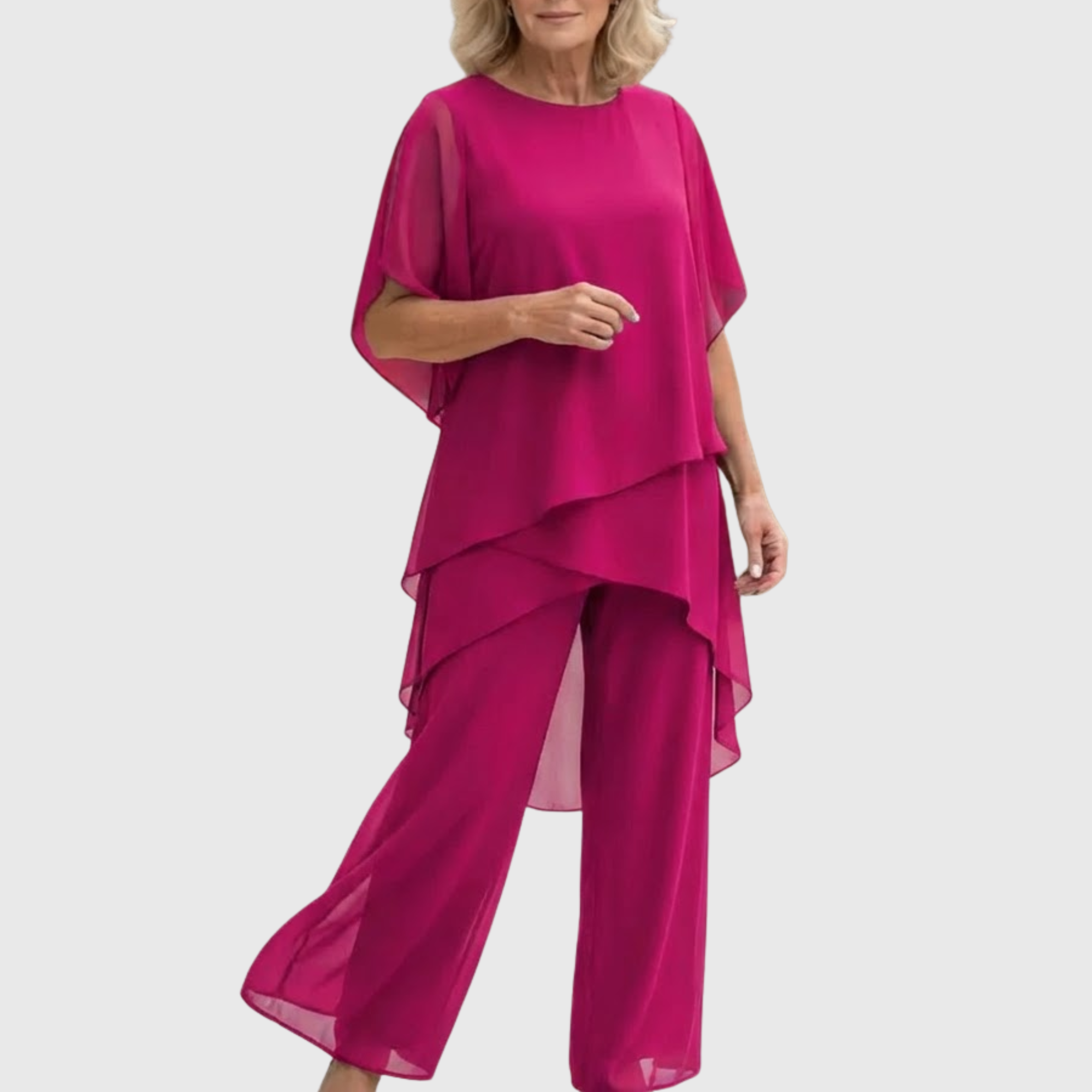 Linda | Completo con pantaloni palazzo drappeggiati