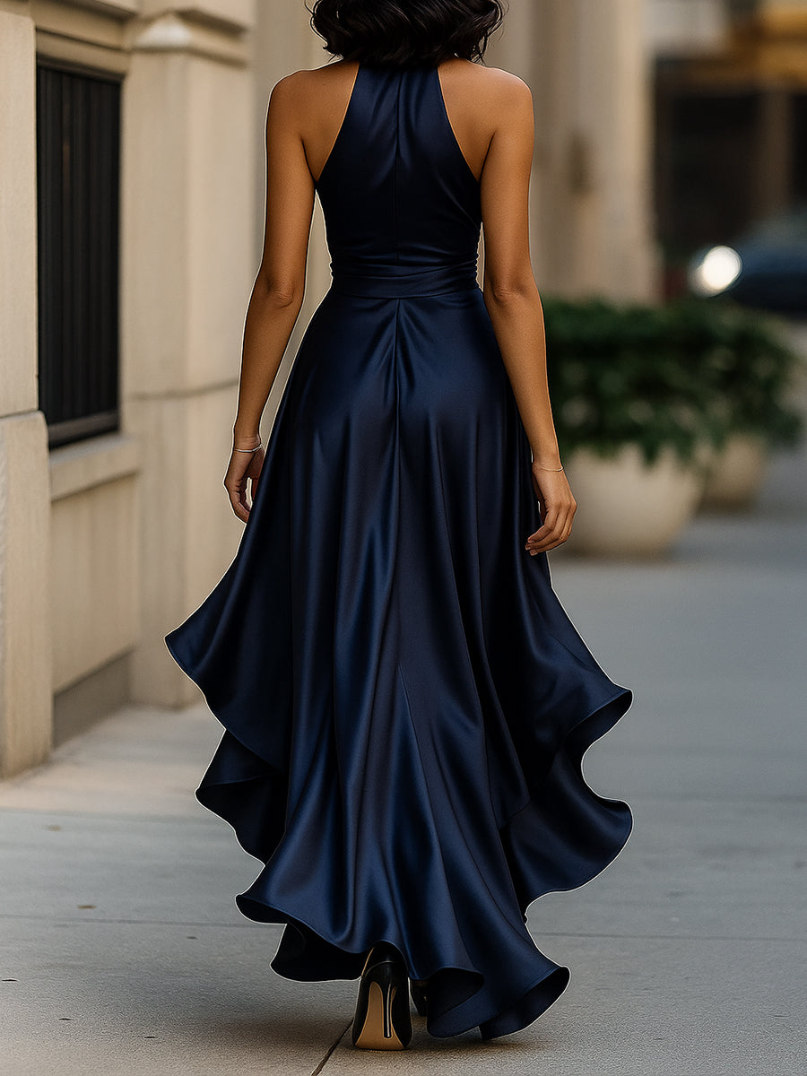 Lauren | Vestido de Satén con Cintura Drapedada