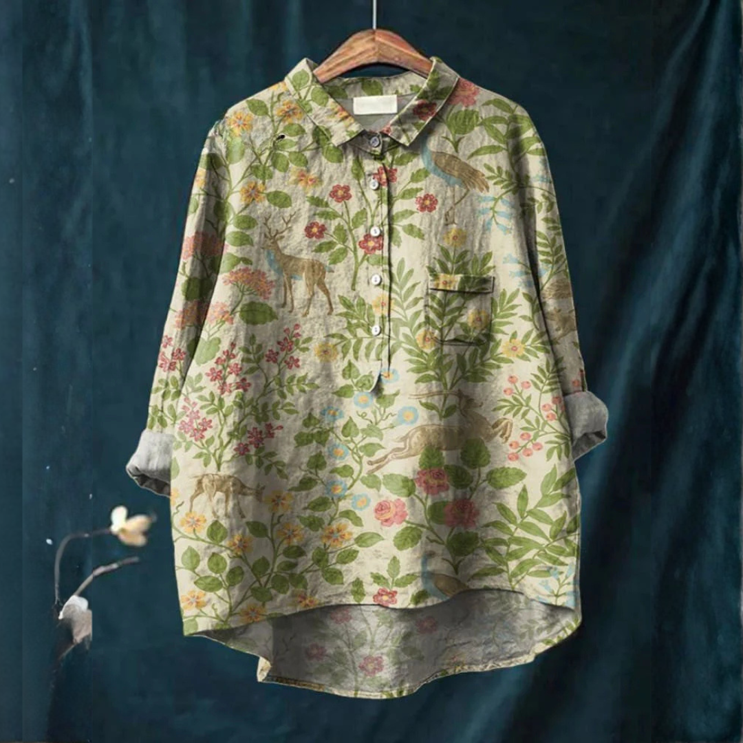 Isolde™ | Camicia in Lino Senza Tempo con Stampa