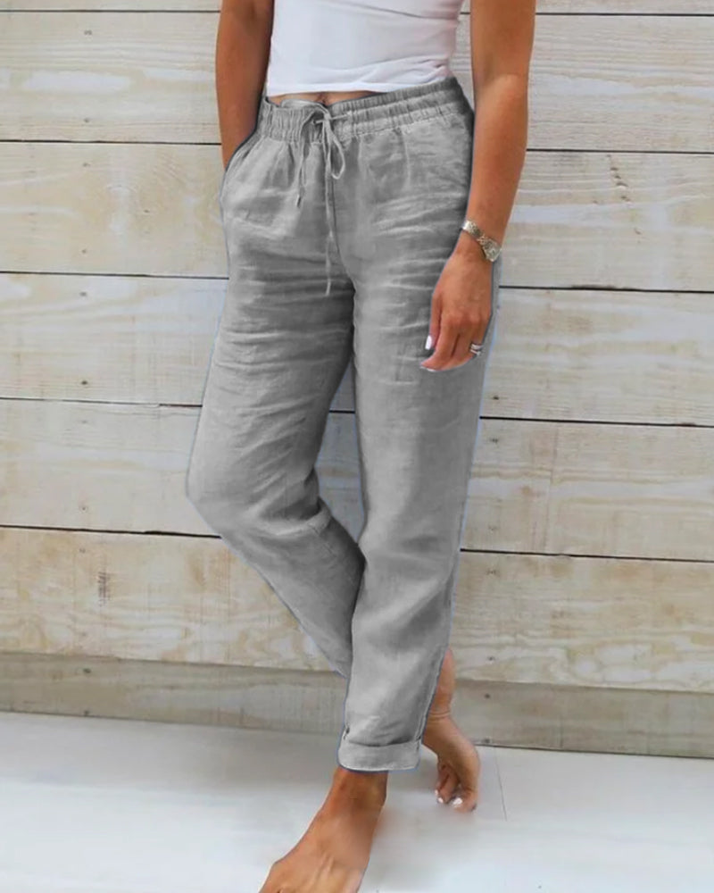 Allison - Pantaloni Tailored in Lino e Cotone di Lusso