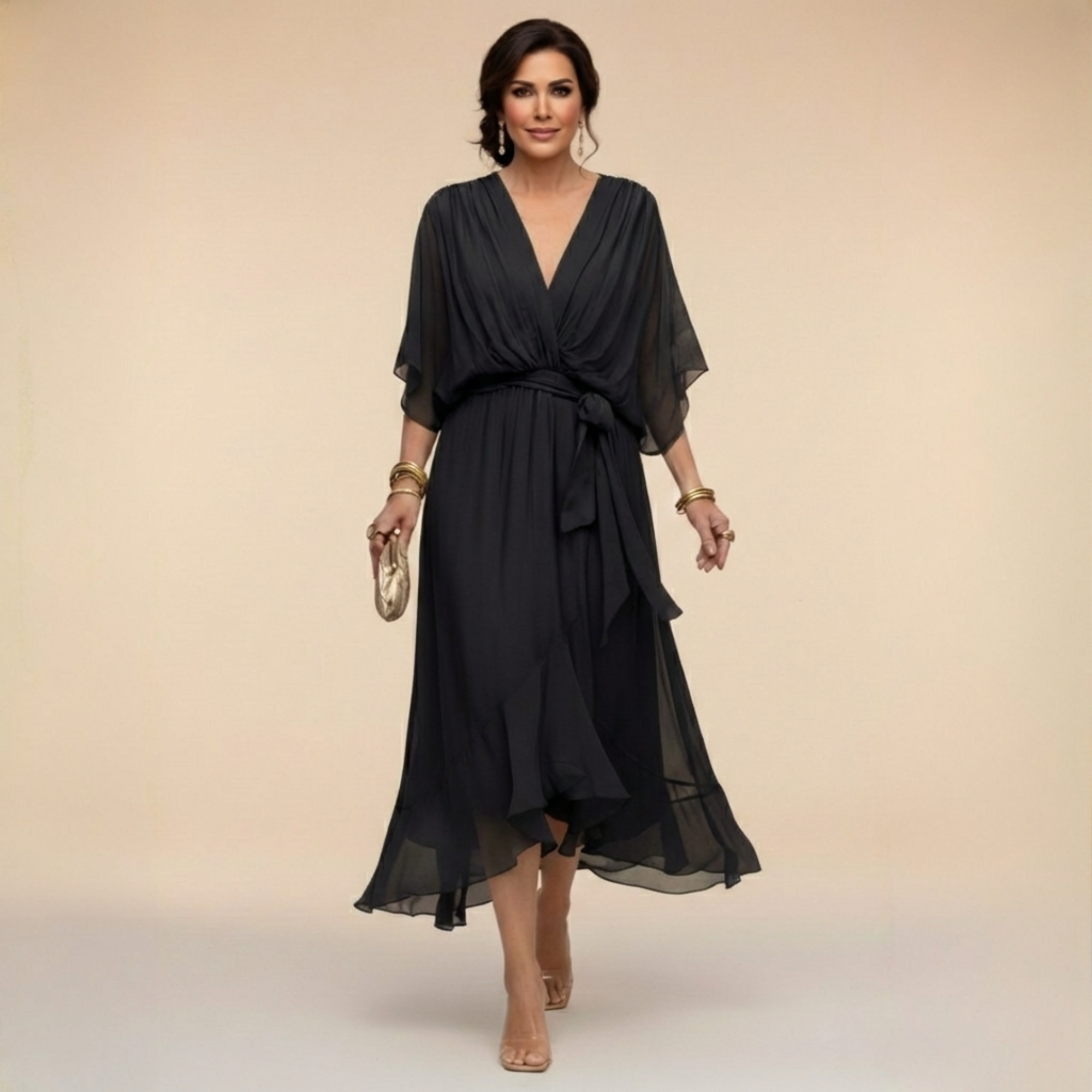 Alessia | Vestido de gasa con escote en V