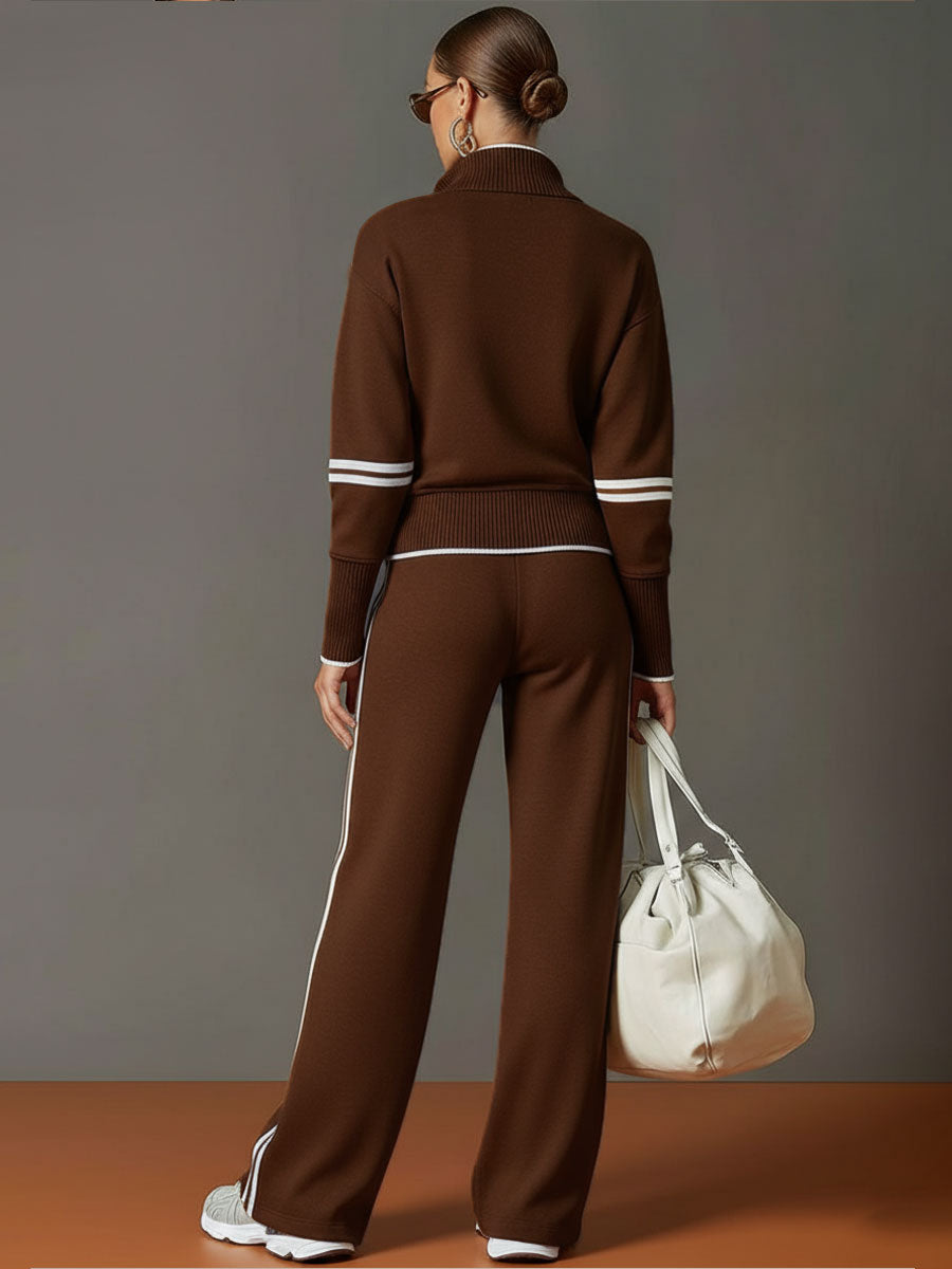 Priscilla - Completo Sportivo Elegante con Felpa Mezza Zip