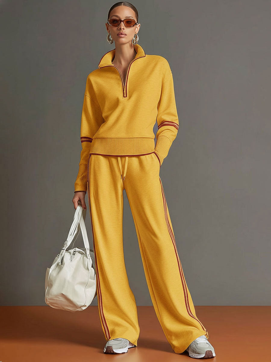 Priscilla - Completo Sportivo Elegante con Felpa Mezza Zip
