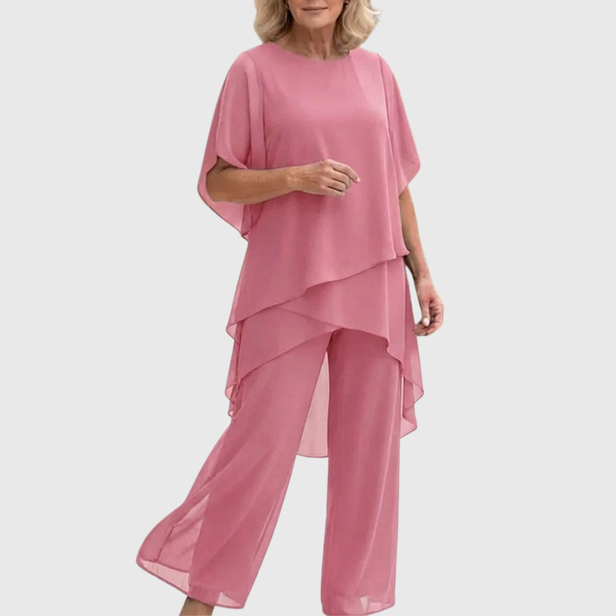 Linda | Completo con pantaloni palazzo drappeggiati
