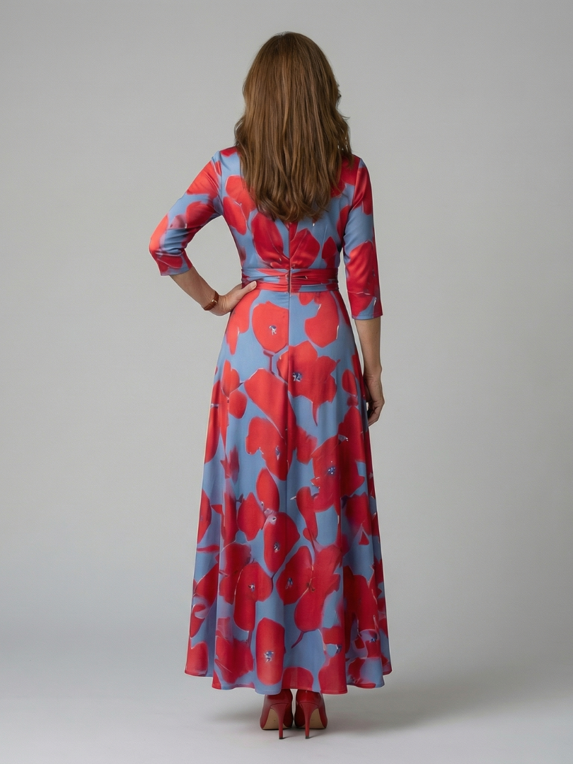 Celine | Abito midi con colletto avvolgente