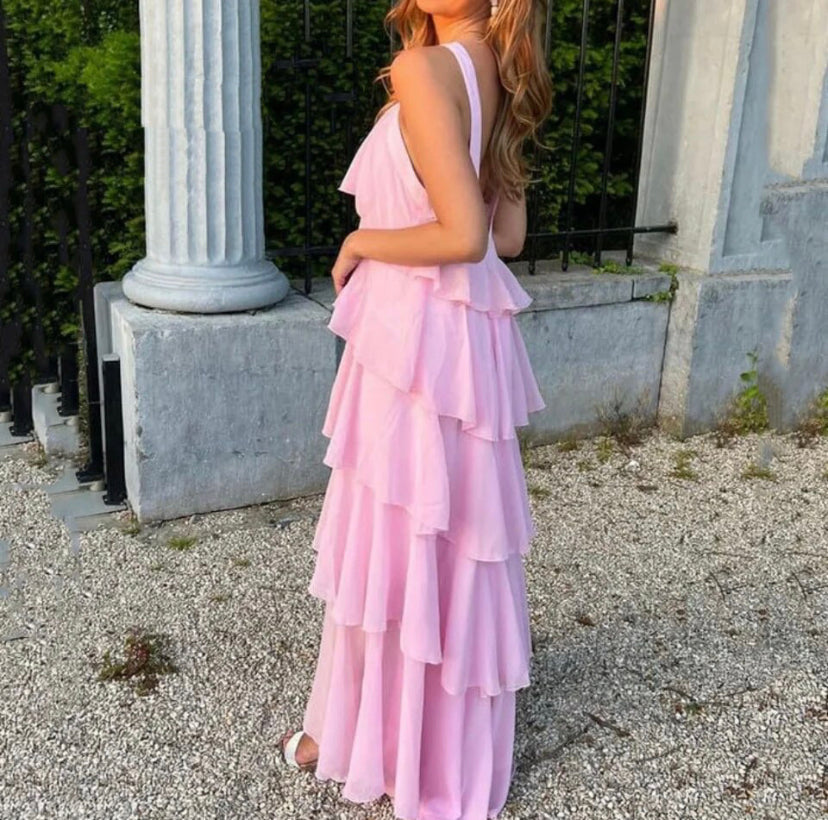 Ayelet™ | Abito Maxi con Scollo a V e Rouches