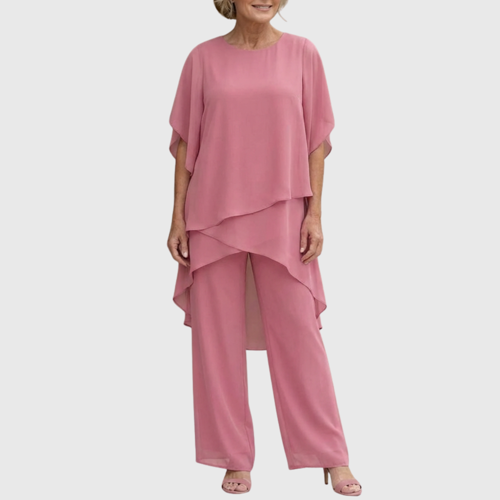 Linda | Completo con pantaloni palazzo drappeggiati
