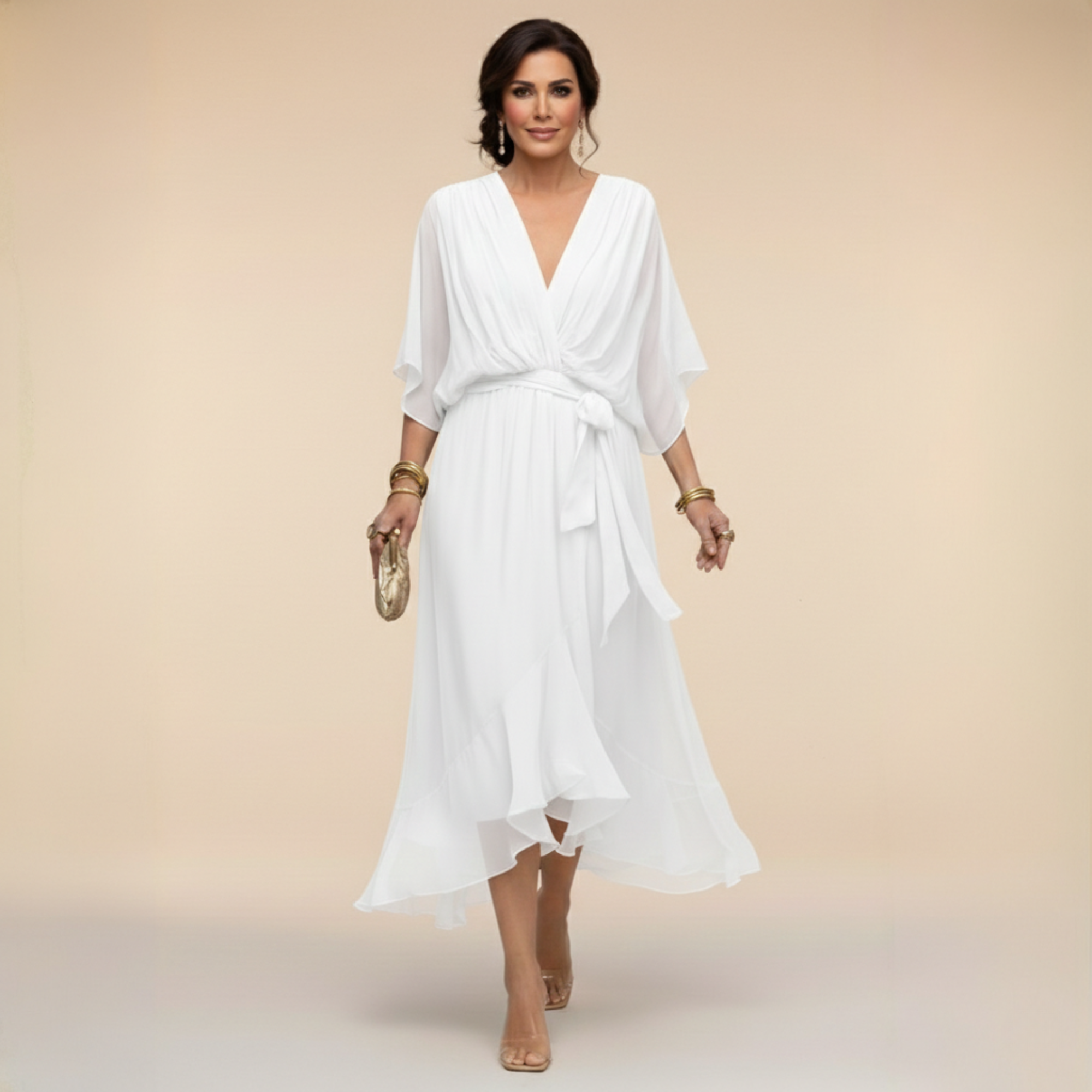 Alessia | Vestido de gasa con escote en V