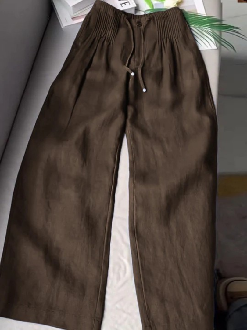Camille | Pantaloni larghi in misto cotone e lino
