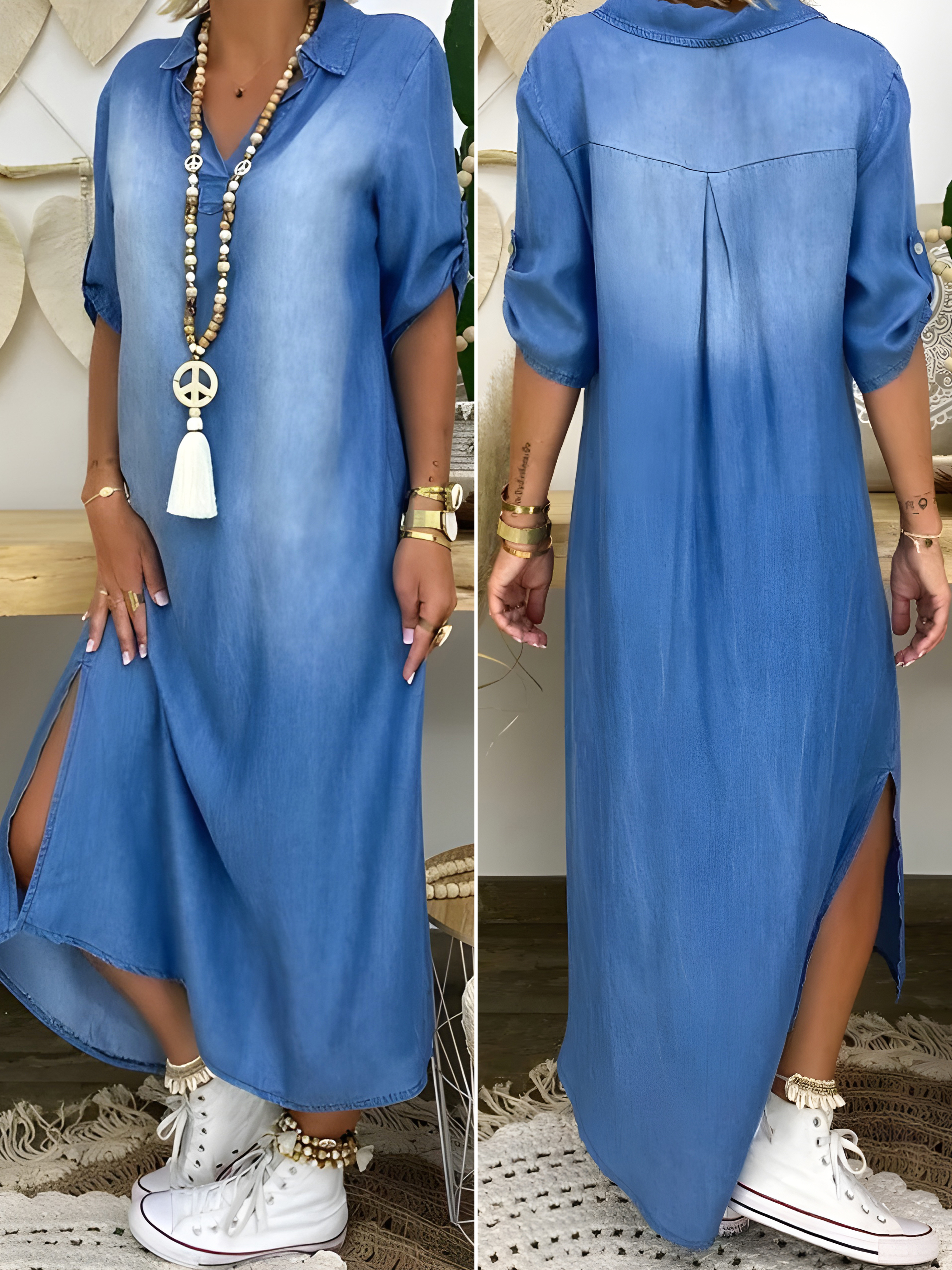 Devorah™ | Abito Maxi in Denim Chic