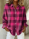 Camicia Plaid Retro Casual da Donna
