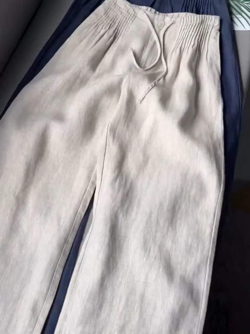 Camille | Pantaloni larghi in misto cotone e lino