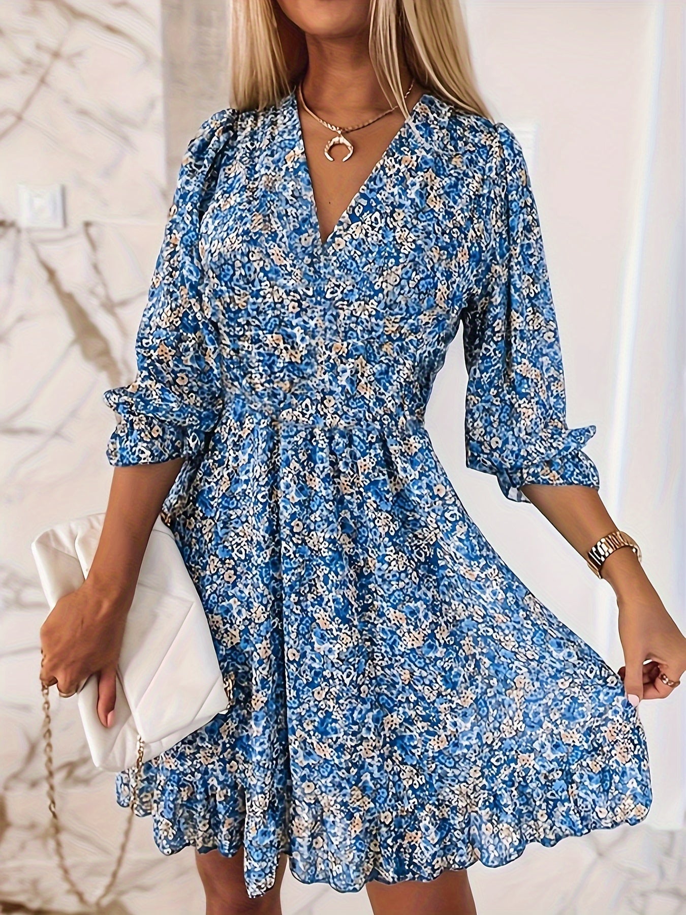 Nissia™ | Vestido Mini de Rayas Florales