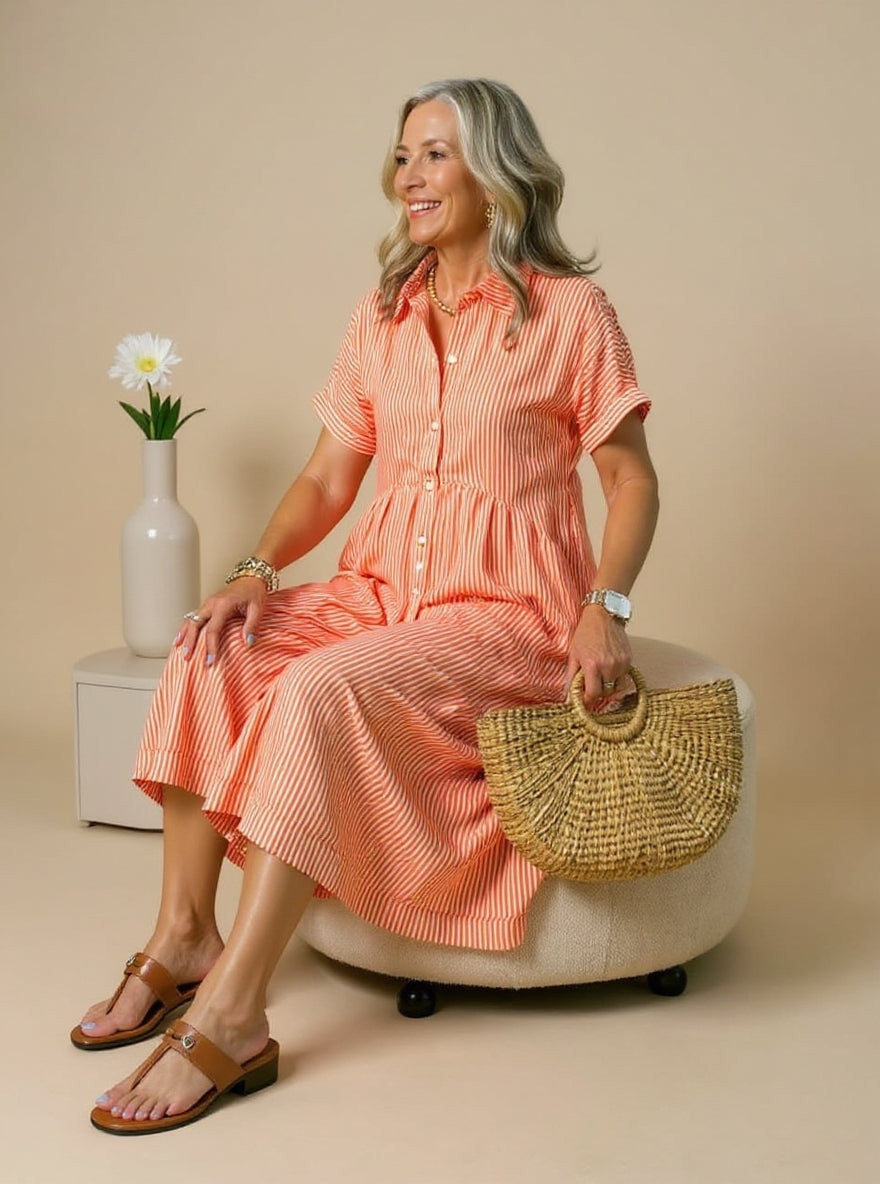 La Scintilla | Abito Elegante a Righe Chiare