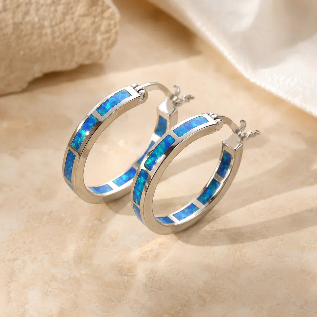 Pendientes Halo con Ópalo de Fuego Azul