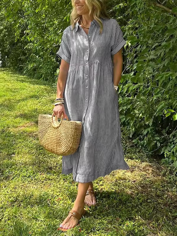 Ishka™ | Abito Camicia a Righe