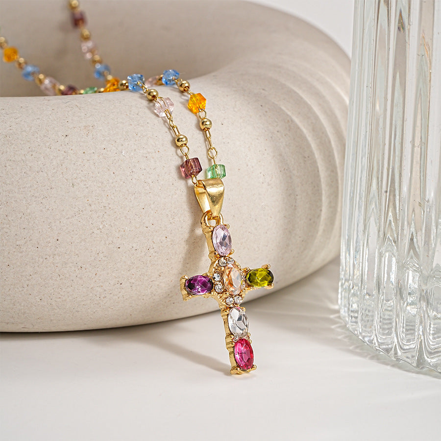Collana a Croce con Gemma Radiante
