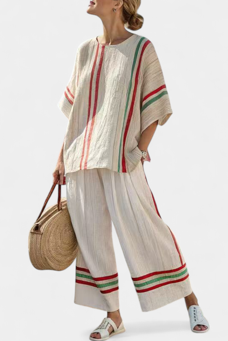 Truvane | Blusa Boho Con Stampa Confortevole & Pantaloni Loose-Fit