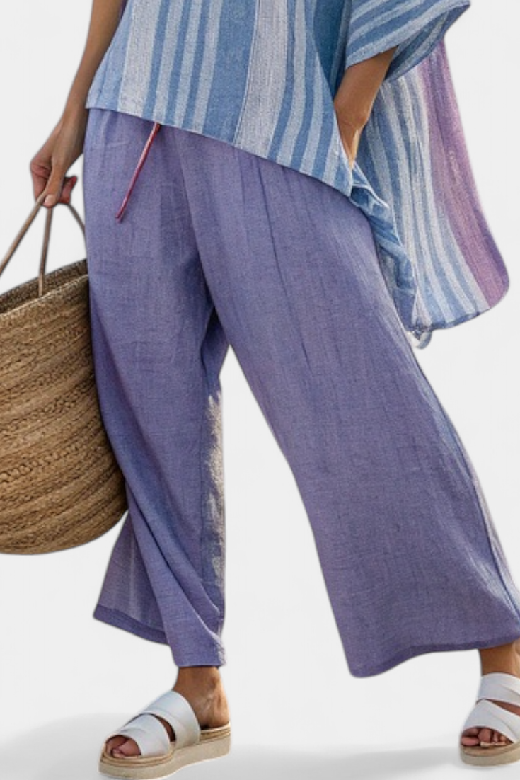 Zellora | Top Elegante Lavanda e Blu Cielo & Pantaloni in Lino
