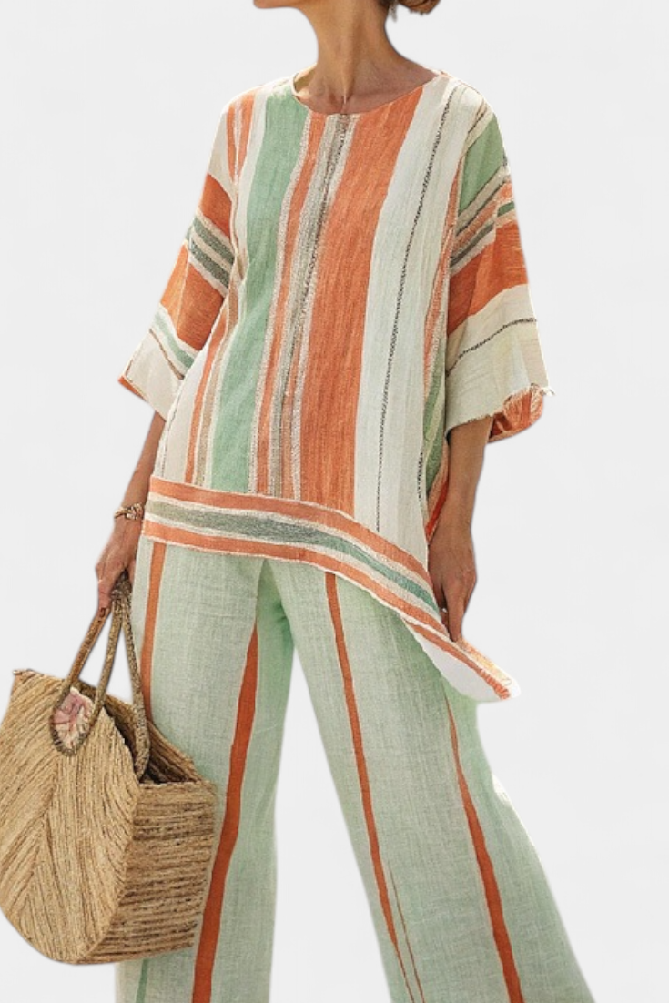 Bellmere | Elegante Top Asimmetrico & Pantaloni a Gamba Larga