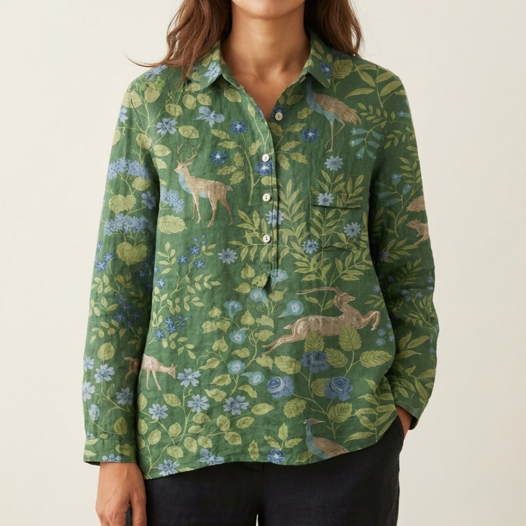 Isolde™ | Camicia in Lino Senza Tempo con Stampa