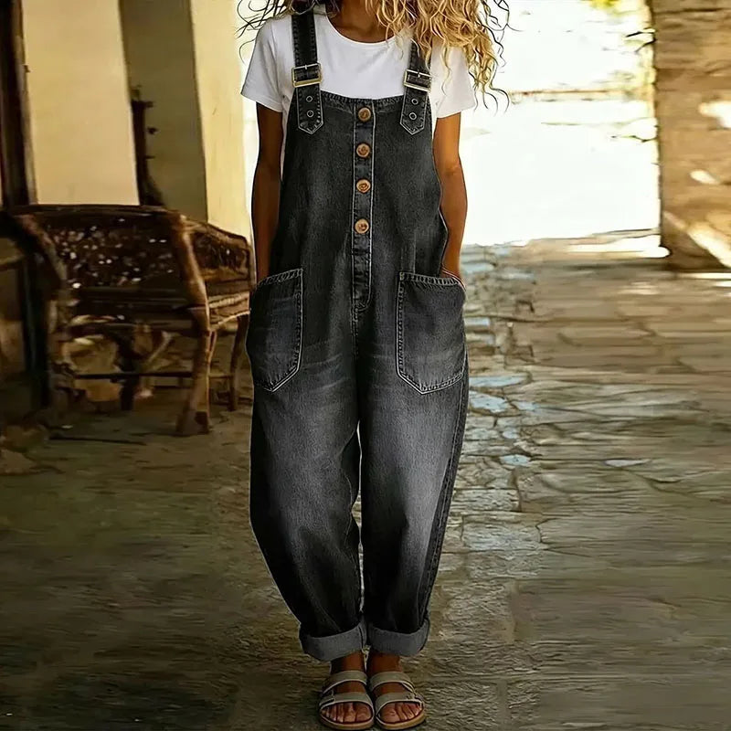 Kira | Salopette in Cotone Vintage con Aspettative Regolabili