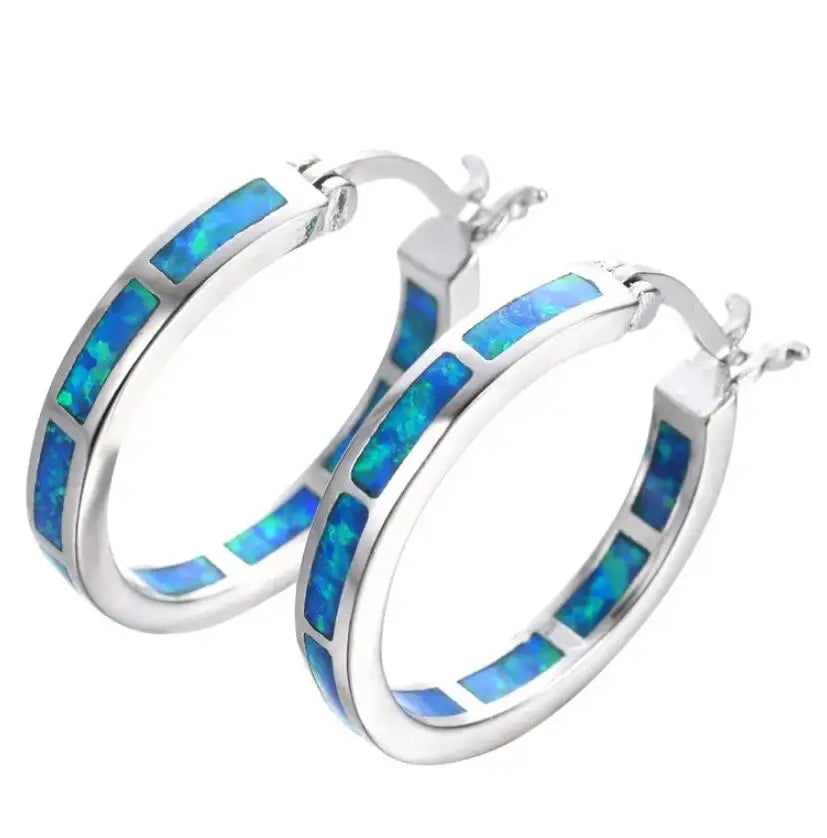 Pendientes Halo con Ópalo de Fuego Azul