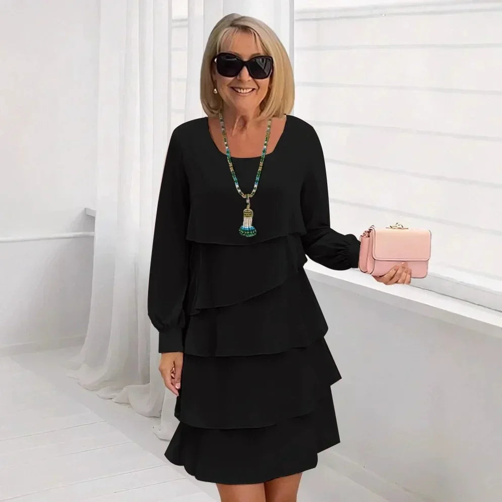 Margaret | Abito Elegante con Volant a Maniche Lunghe