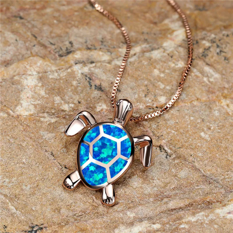 Colgante Tortuga en Ópalo de Fuego Verde Vintage en Oro