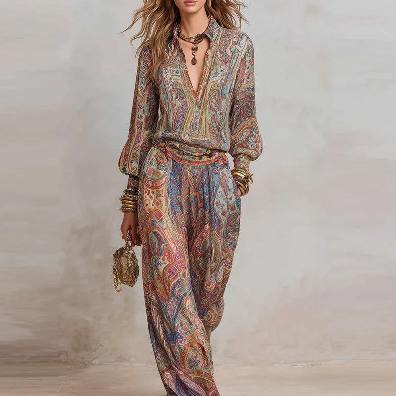 Paisley Print Boho Two-Piece Set