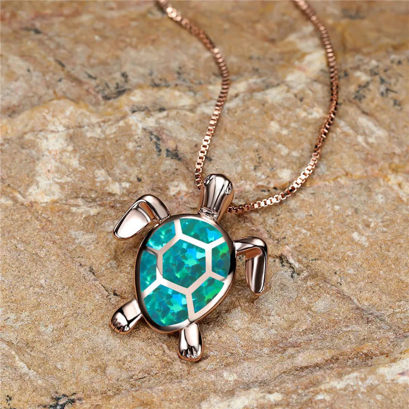 Colgante Tortuga en Ópalo de Fuego Verde Vintage en Oro