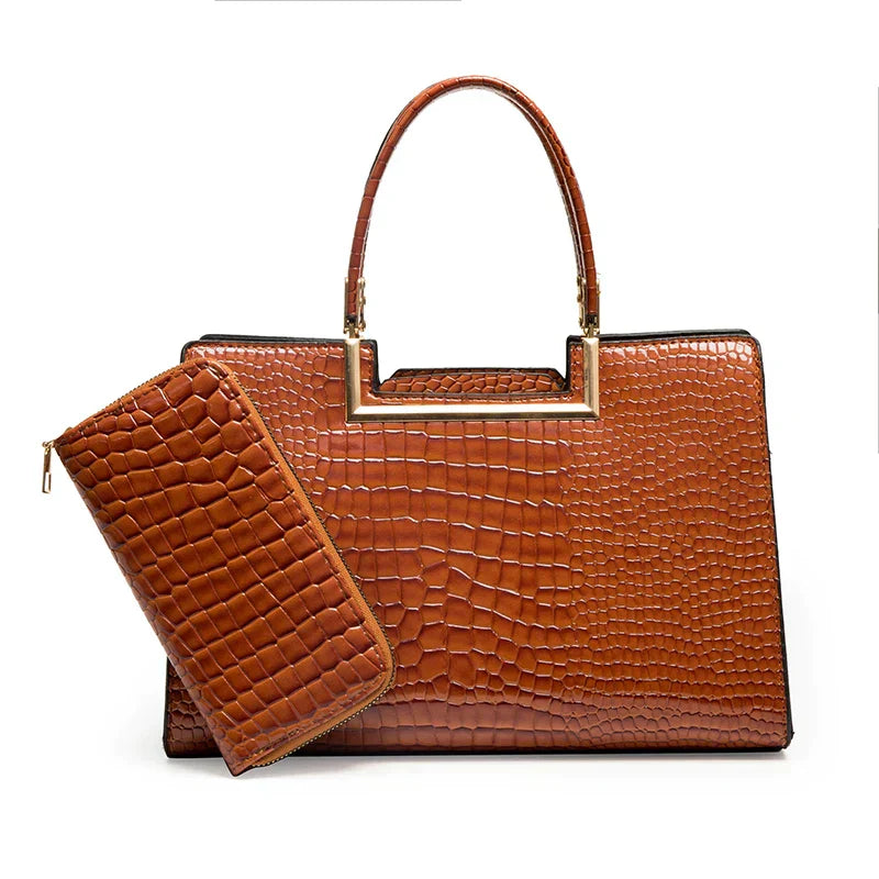 Set di Borsa e Portafoglio in Pelle