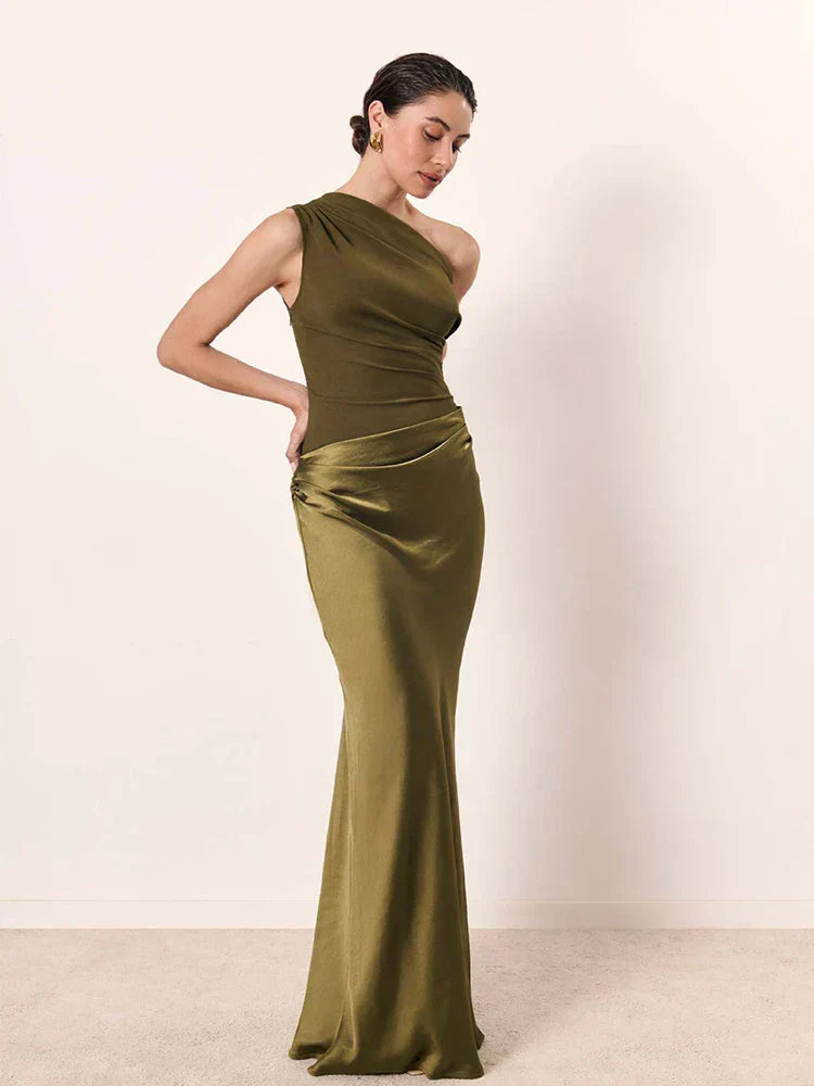 Luna™ | Abito Maxi in Satin con Spacco