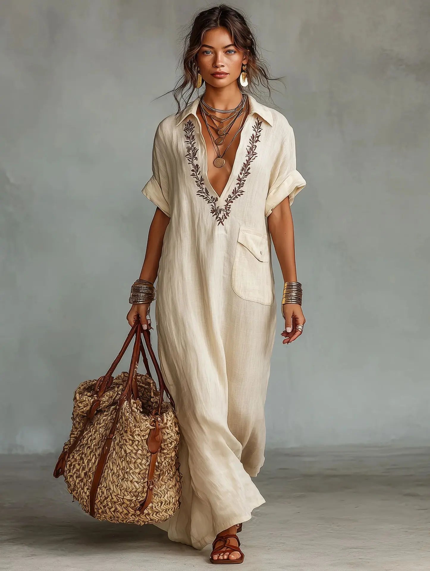 Marta | Abito Maxi Bohemien con Stampa Floreale