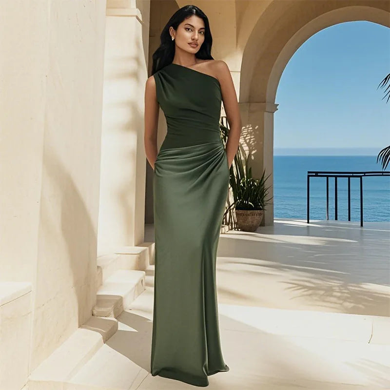 Luna™ | Abito Maxi in Satin con Spacco