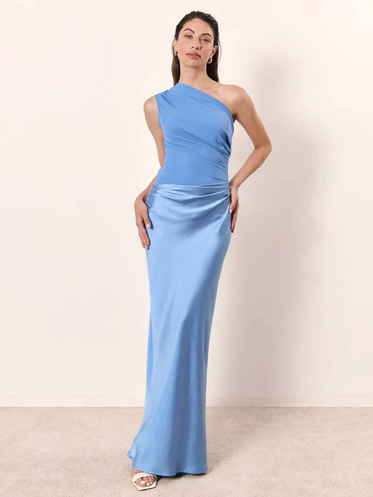 Luna™ | Abito Maxi in Satin con Spacco